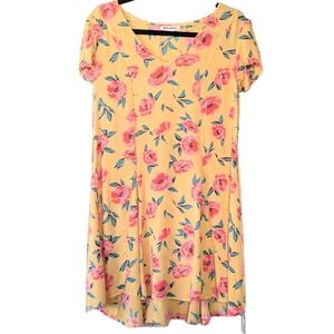 Billabong Women XSmall One Yellow Floral Mini Dress Boho Cover up Festival Beach
